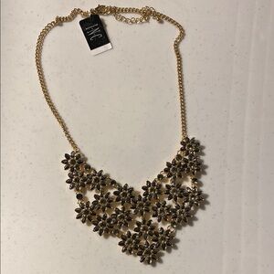 INC International Concepts Gold and Black Floral Necklace